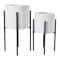 Hello Honey® White & Black Boho Embossed Metal Planters with Stands Set